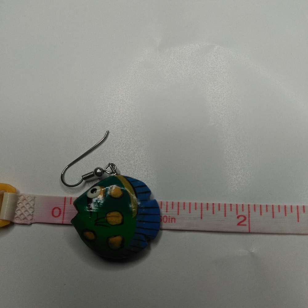 5/$25 Handcrafted Painted Wood Fish Earrings - Picture 3 of 3